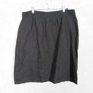 Cut Loose Womens Linen Skirt Elastic Waist Pull On Black XL